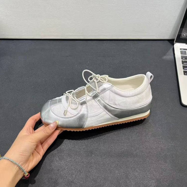 5cm Height Increasing Sweet Girl German Training Women Genuine Leather Korean Style Sports Ballet Mary Jane Silver_vogvips.com