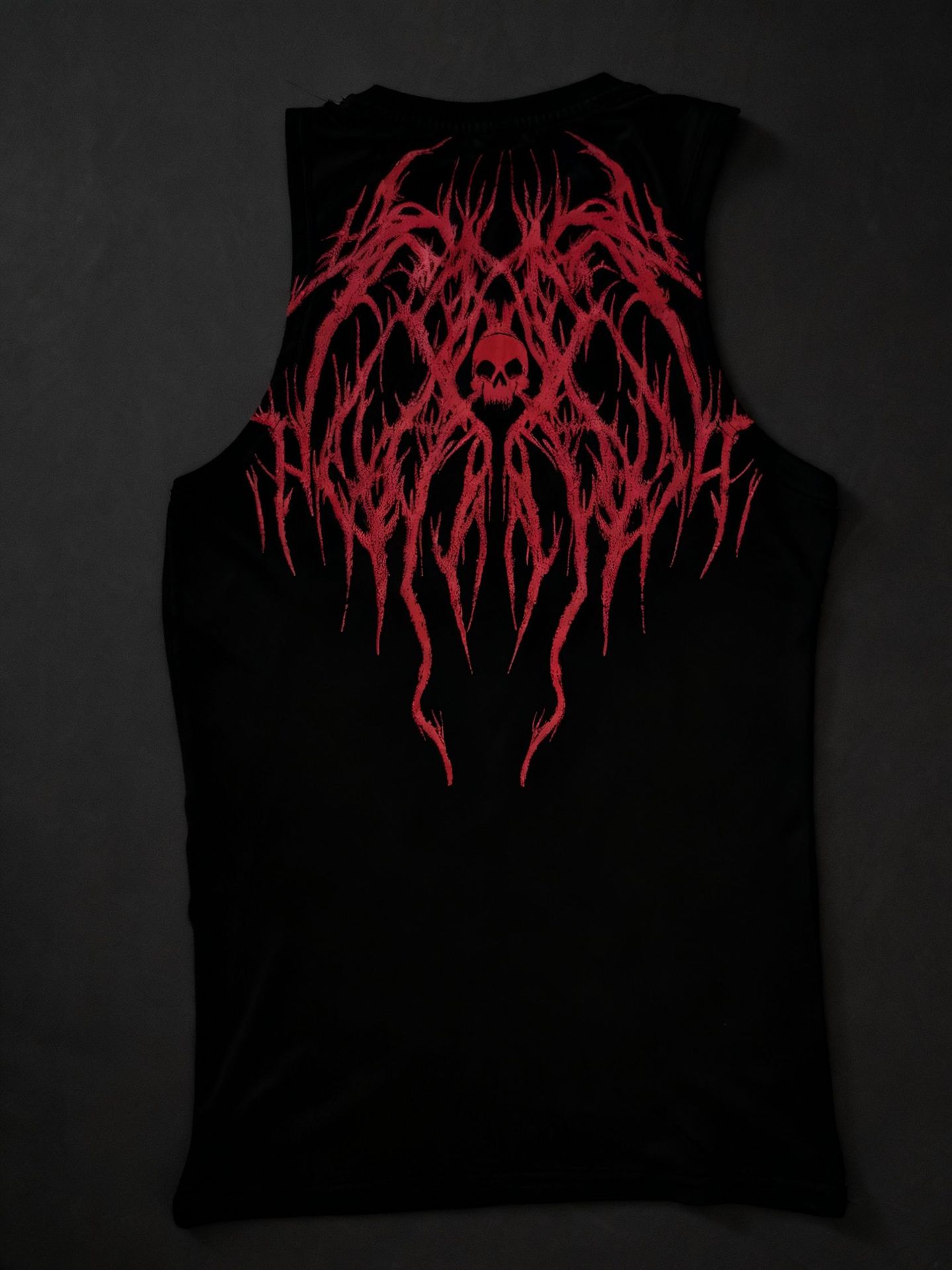 Men's Thorn Print Vest High Street Trendy Brand Sleeveless T-Shirt Quick Drying Fitness Tight Fitting Summer Top_viptrois.com