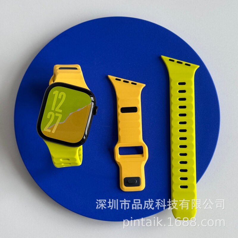 Suitable for Apple Watch 9, 10, S11 Generation Irregular Beveled Single-Pin Silicone Strap iWatch Ultra Wristband