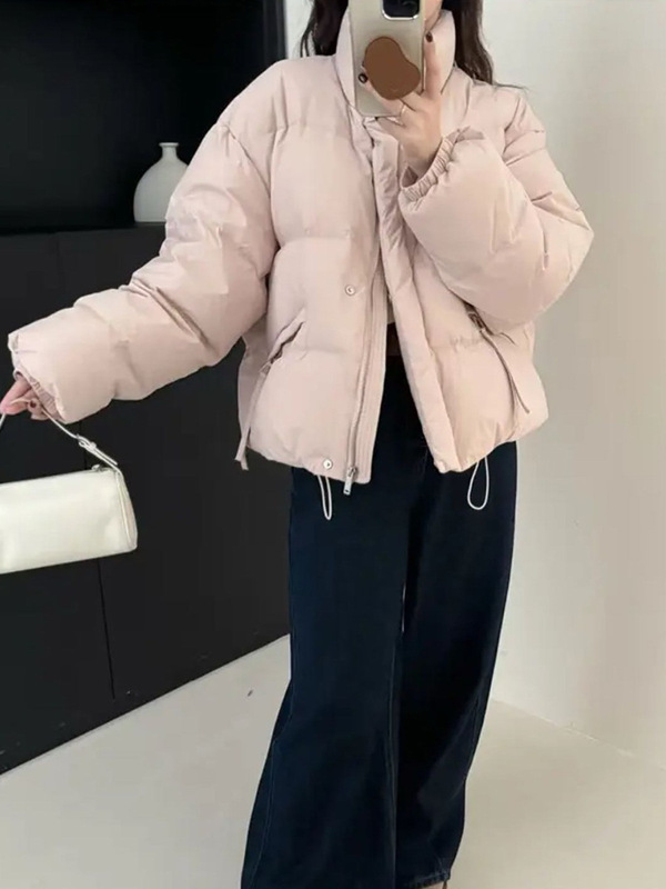 糖果色立领羽绒服女短款2025冬季新款甜美白鸭绒小个子显瘦面包服|undefined