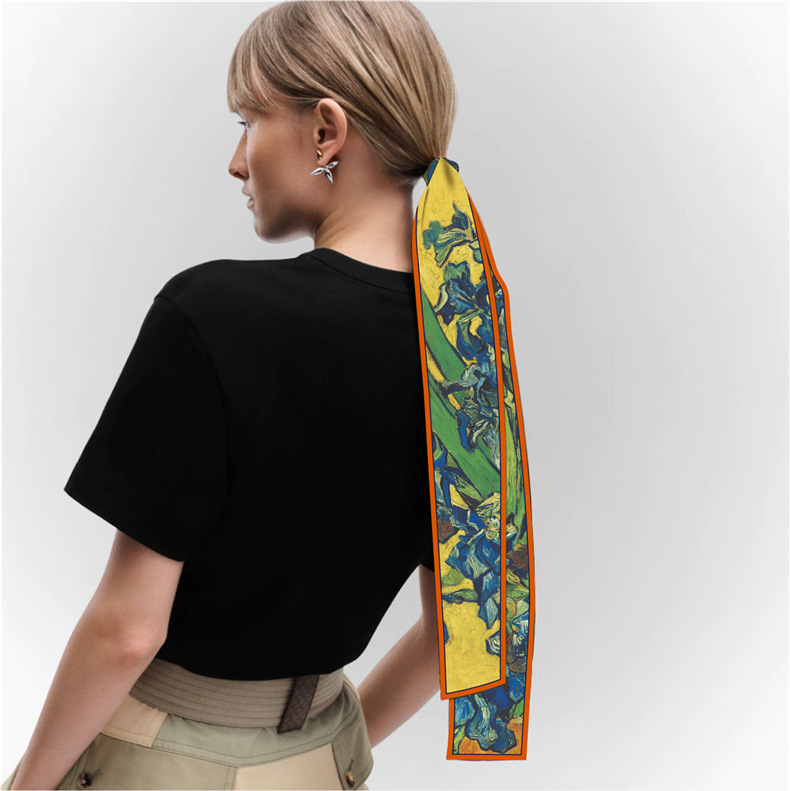 Women's Simple Style Oil Painting Satin Printing Silk Scarf display picture 72