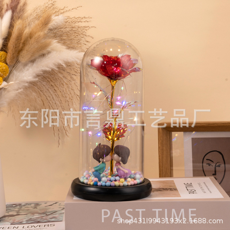 Rosa eterna en cúpula de cristal, regalo romántico para San Valentín