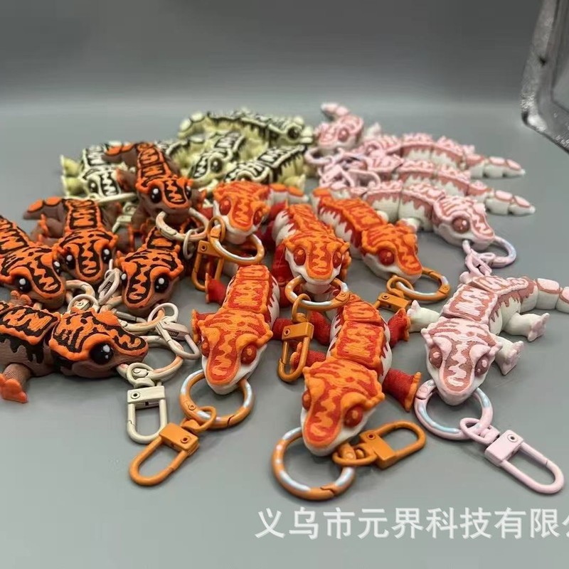3D打印跨境新款睫角守宫冠毛壁虎关节可动玩具模型钥匙扣万圣节|undefined