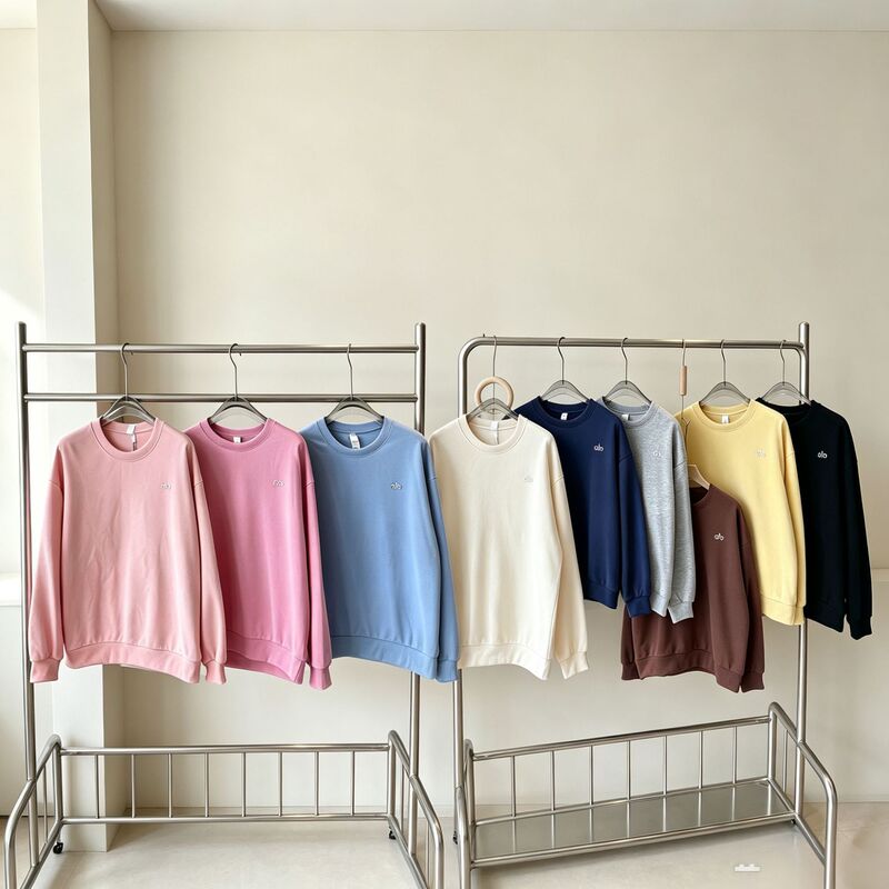 ALO's new casual sporty style 9-color crew neck sweatshirt, pure cotton, high-quality terry, 3D printed sweatshirt in stock ALO's new casual sporty style 9-color crew neck sweatshirt, pure cotton, high-quality terry, 3D printed sweatshirt in stock
