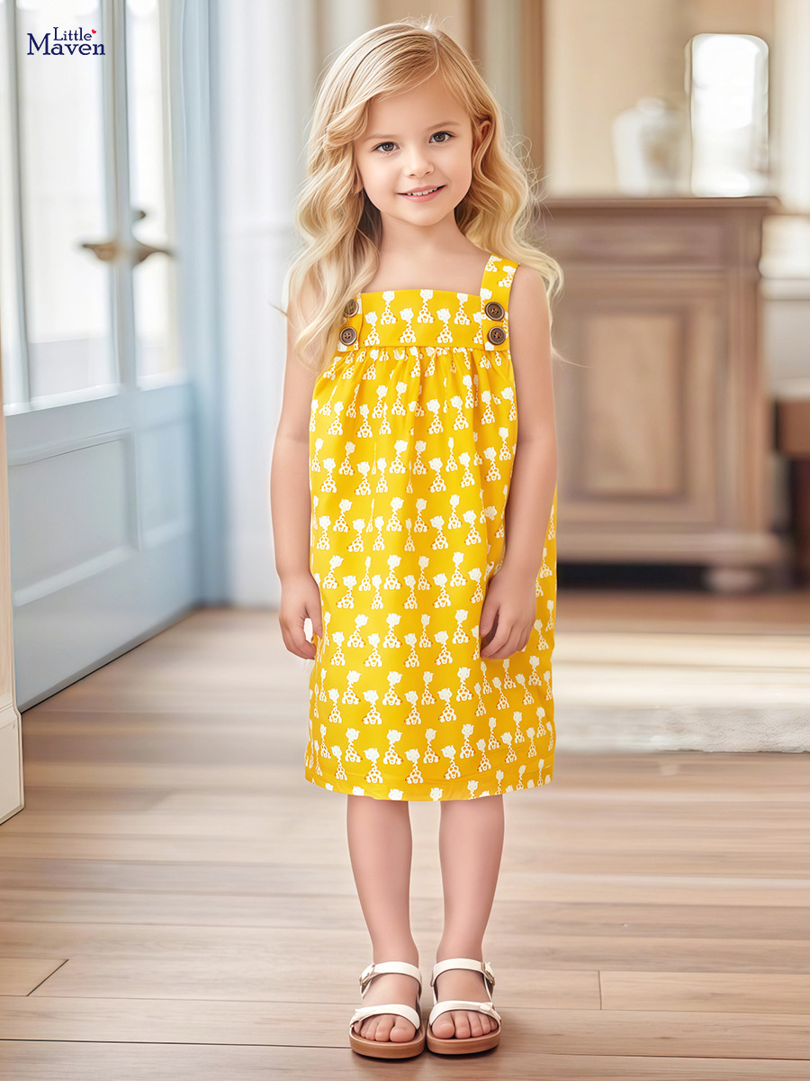 Little maven European and American style cute girls' suspender skirt summer pure cotton children's dress cross-border girls' skirt