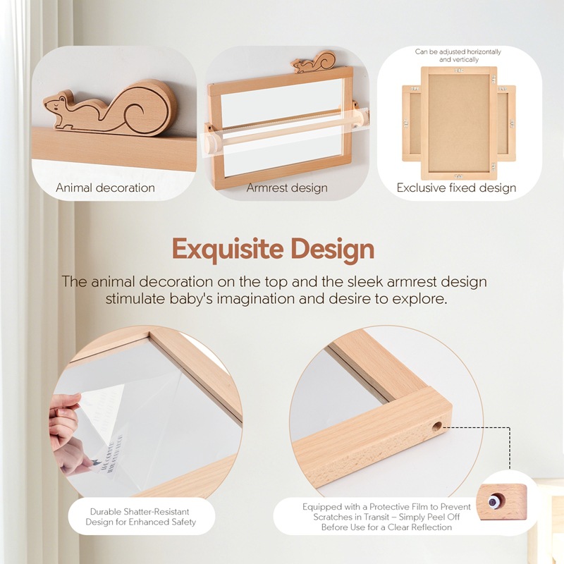 Nuevo pasamanos Montessori transfronterizo, espejo de estimulación visual, educación temprana para bebés, práctica de pie, juguetes para el hogar