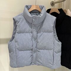 灯芯绒春秋冬新款马甲2025时尚立领宽松短款加棉坎肩外穿马夹外套