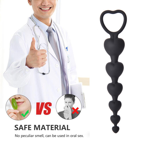 Heart-shaped silicone beads, fun anal plug, male and female shared anal masturbation device, adult sex products source