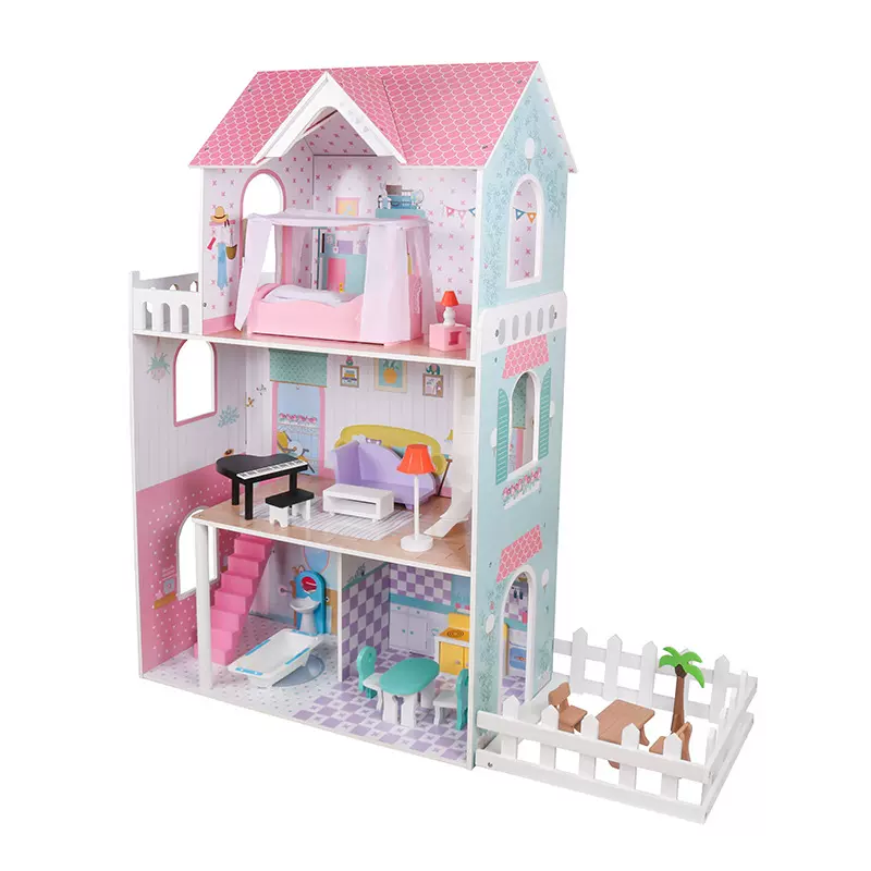定制链接厂家批发 儿童角色扮演别墅玩具屋 过家家娃娃屋木质玩具