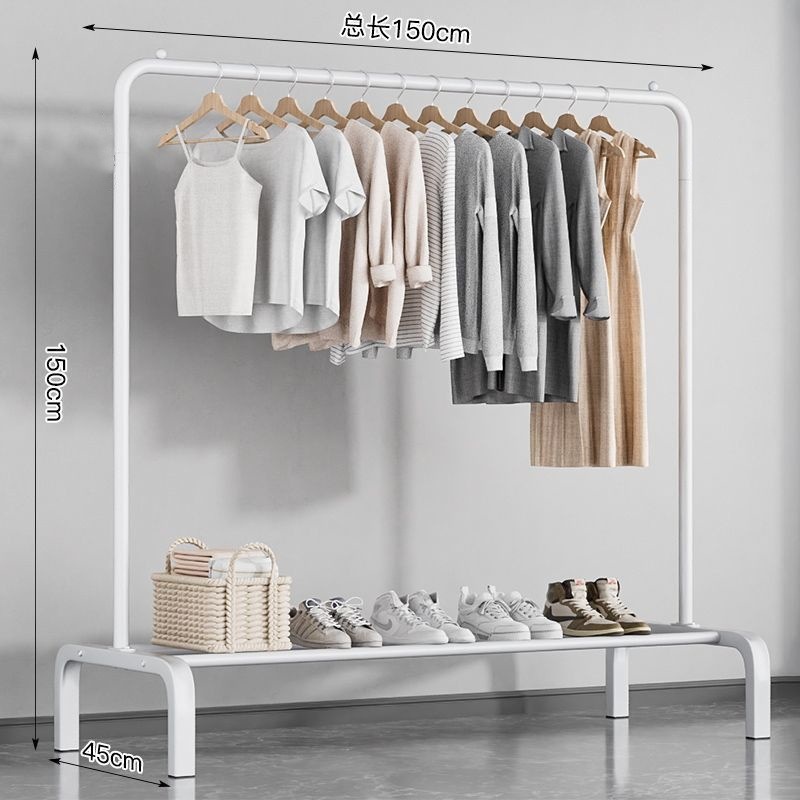 Percha de secado de ropa de piso dormitorio doméstico colgar ropa plegable de una sola varilla simple dormitorio interior móvil percha de sombrero