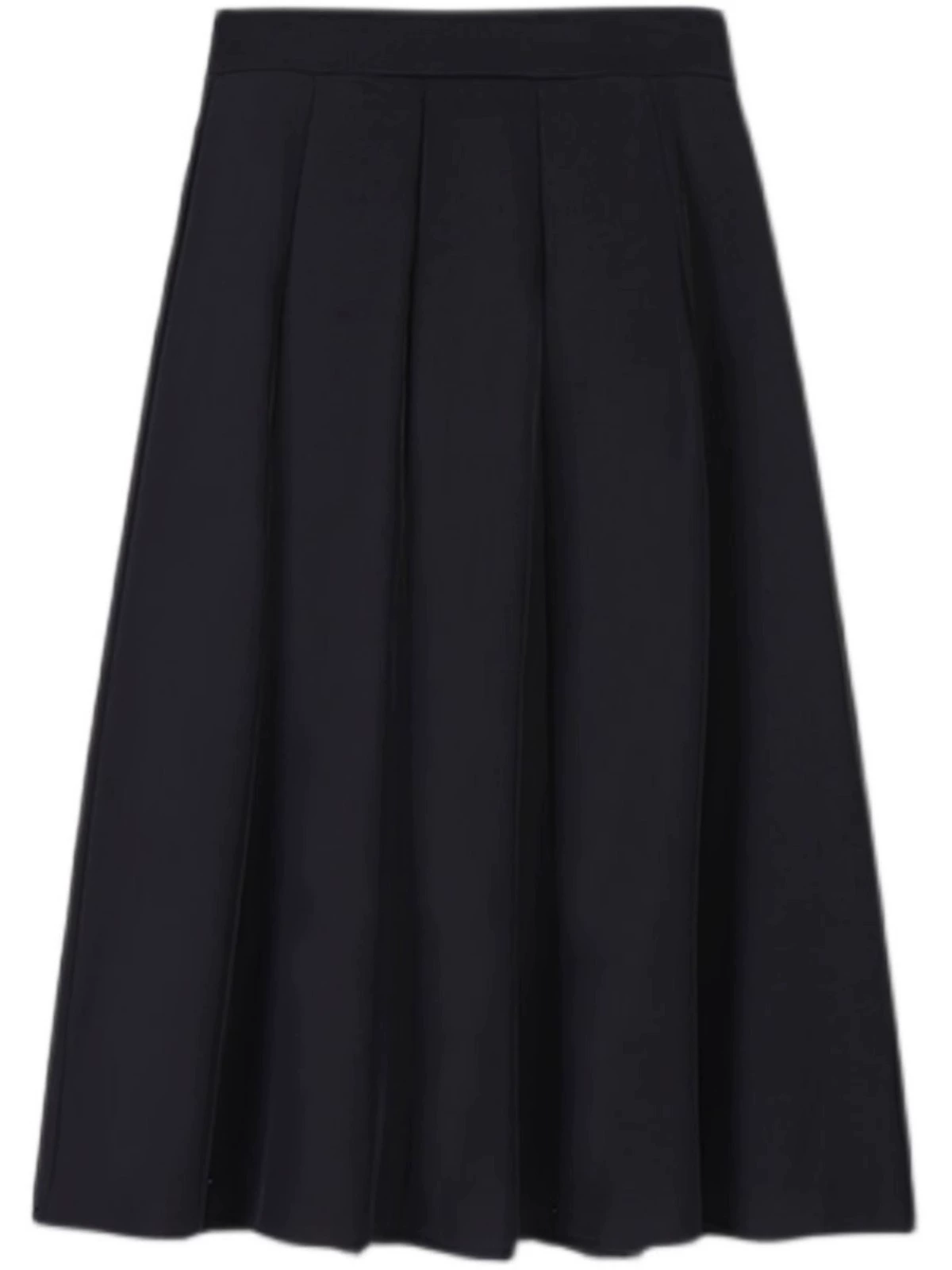 Fitted black long skirt, plus size, high waist, A-line, for pear shaped body, hip-accented