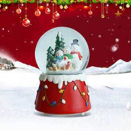 生日礼物儿童玻璃球圣诞水晶球摆件旋转飘雪圣诞老人音乐盒八音盒