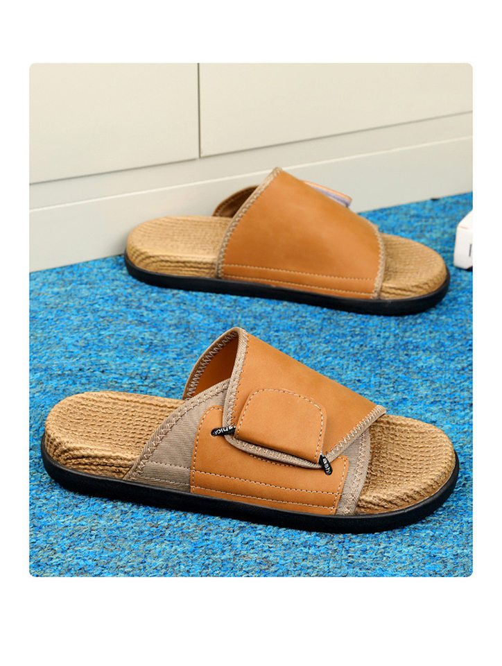 Dép sandal nam quai ngang bít mũi chống trượt đi biển cỡ lớn — kaki, màu be, đen chi tiết 18