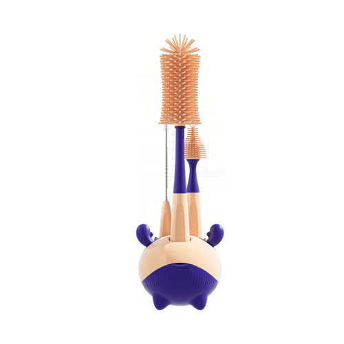 New silicone bottle brush artifact straw nipple brush 360 degree rotating cup bottle cleaning brush color box set