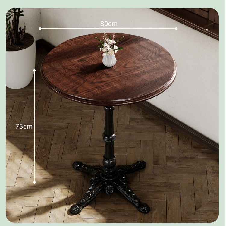 Mesa y silla de cafetería americana retro francesa panadería de comida ligera dulces tienda de azúcar y agua bistrona mesa de madera maciza image 37