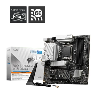 [MSI PRO B760M-A WIFI DDR4, материнская плата для ПК, совместима с процессорами 12-го, 13-го, 14-го поколений]