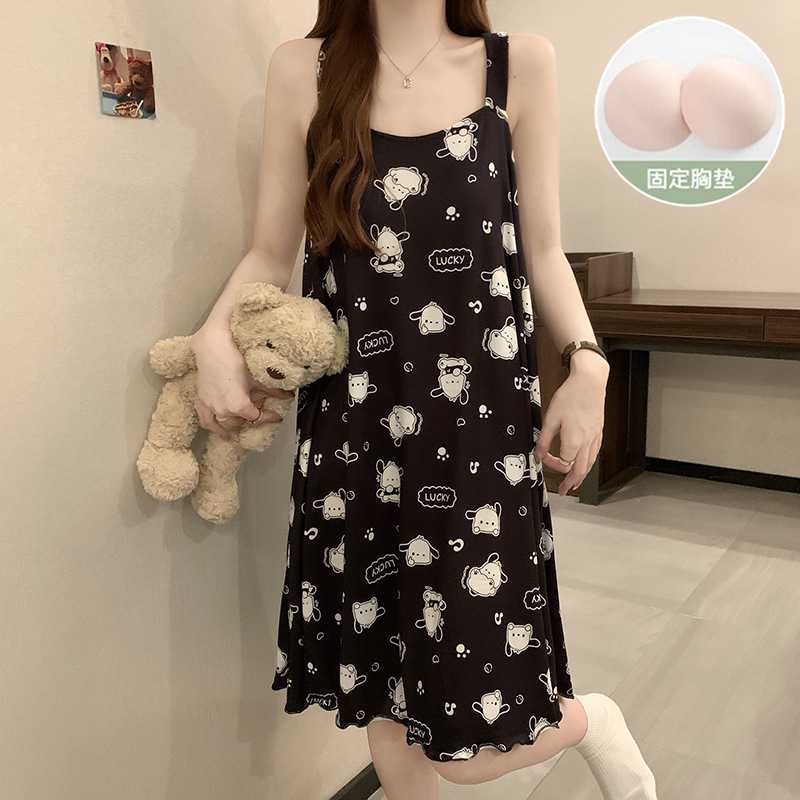 Verano con cojín de pecho pijama cabina pijama mujer delgada dulce hada viento se puede usar ropa de hogar comercio exterior sudeste asiático