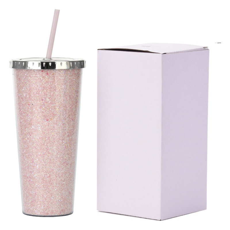 Copa de paja de plástico de doble capa de gran capacidad Amazon 24oz como taza de agua universal de comercio electrónico transfronterizo para estudiantes masculinos y femeninos