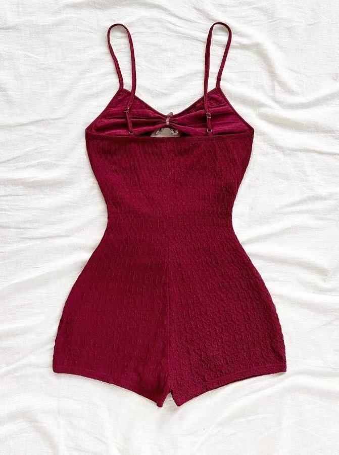 Textured Ruffle Strap One-Piece Swimsuit With Starfish Accent, Cutout Waist Design For Women's Vacation Hot Spring Wear_ecoleips.com