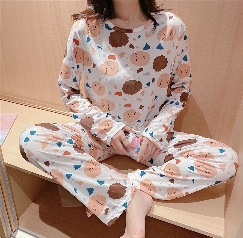 Pijamas de manga larga de las mujeres de Primavera/otoño/invierno más el tamaño de los pijamas de las mujeres de verano estilo coreano ropa de abrigo de las mujeres