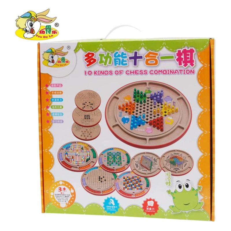 Venta directa de fábrica youdele 10-en-1 multi-función Juego Ajedrez niños damas de madera volando ajedrez juguetes interactivos
