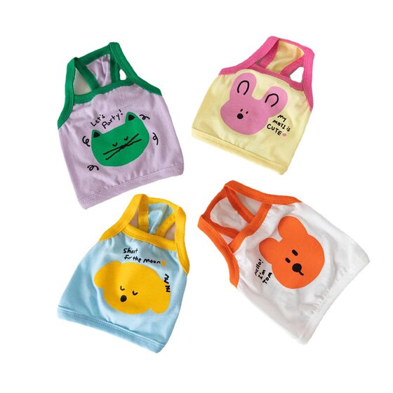 ins South Korea contrast color summer pet dog cute thin breathable cotton camisole Bichon Teddy cross-border