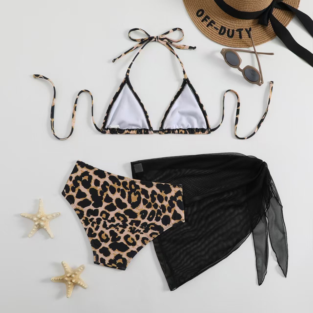 Leopardmönstrad tredelad bikini för flickor_voghion.com