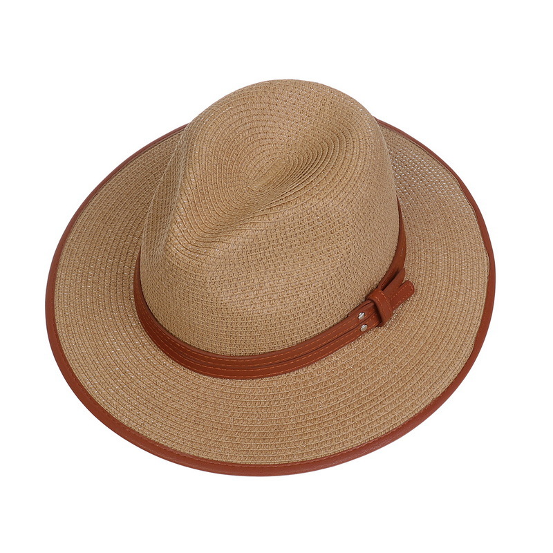 High Quality British Style Belt Large Brimmed Jazz Straw Hat Women's Sun Protection Hat Casual and Versatile Beach Hat Exquisite Gift_voghion.com