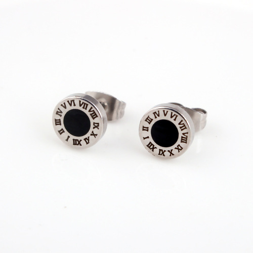 Minimalist Fashion Korean Roman Numeral Titanium Steel Men's Earrings Amazon eBay Cross-border Punk Women's Personality Earrings