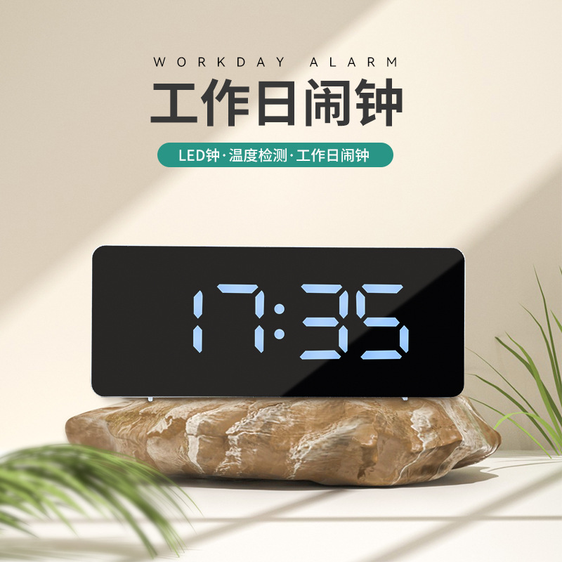 Calendar Mirror Led Digital Clock Temperature Desktop Digital Desk Clock Ornaments Bedroom Alarm Bedside Alarm Clock Wholesale