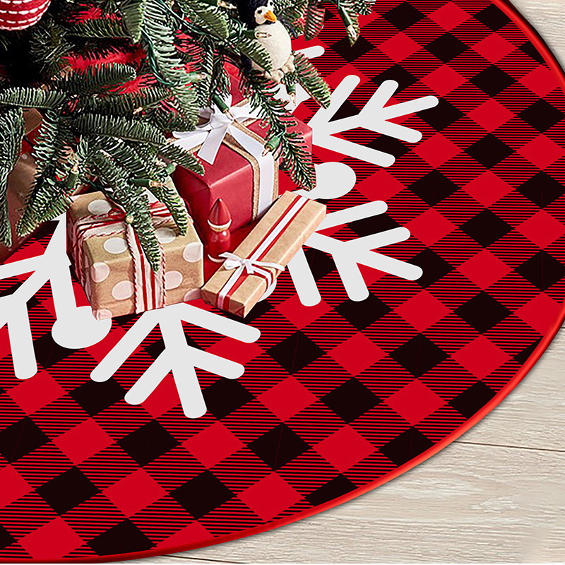 Transfronterizo nuevo 120cm falda de árbol de Navidad rojo y negro a cuadros de lino de encaje de árbol de Navidad delantal decoración inferior suministros