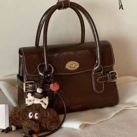 南风Chio2nd 绯光巴黎手提包包女复古油蜡皮质感通勤包单肩斜挎包