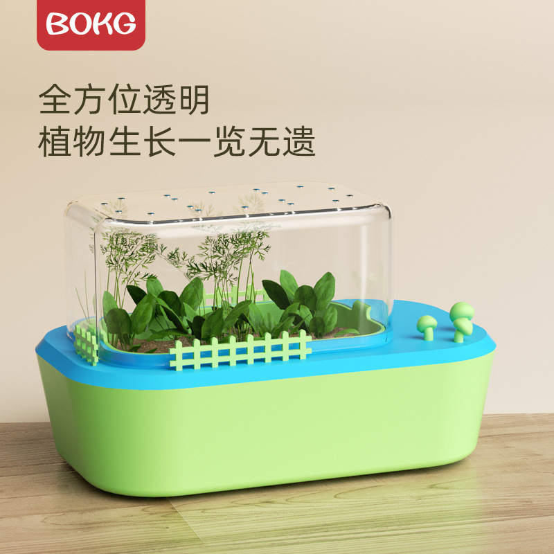 BOKG儿童植物阳光房科学小实验种植小盆栽生长观察盒手工diy玩具