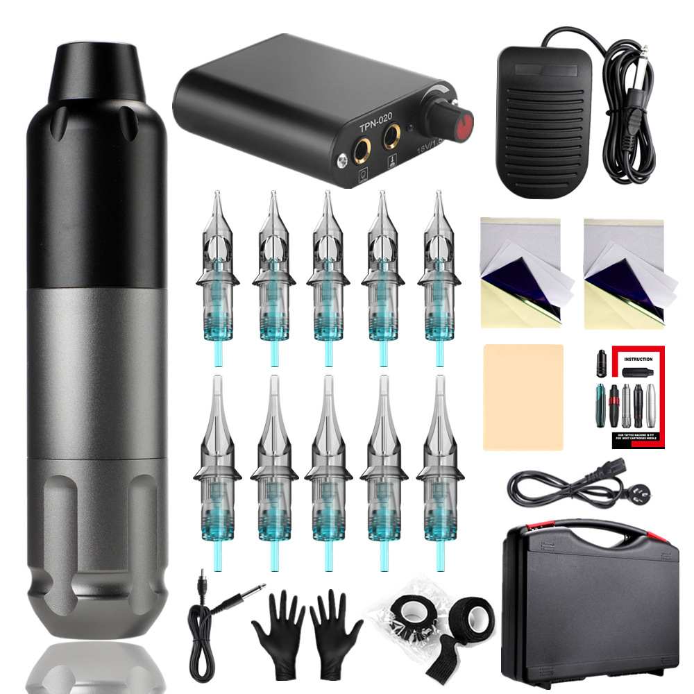 Set de Máquina de Tatuar Motorizada con Diseño de Dragón, Kit Completo Todo en Uno para Principiantes, Personalizable