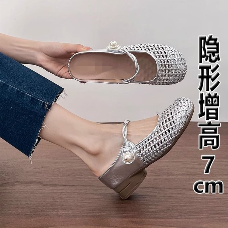 Aumentar la altura de las sandalias de la cabeza de la mitad de las sandalias de la mujer 2026 nuevo estilo de verano de malla vacío zapatos Mary Zhen zapatillas frescas image 3