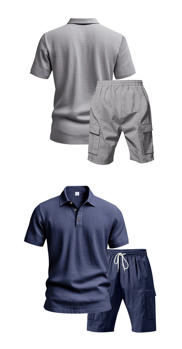 Men's Clothing Men's Summer Short Sleeved Casual Suit Style Outdoor Simple Linen Breathable Loose Fit Work Shorts_viptrois.com
