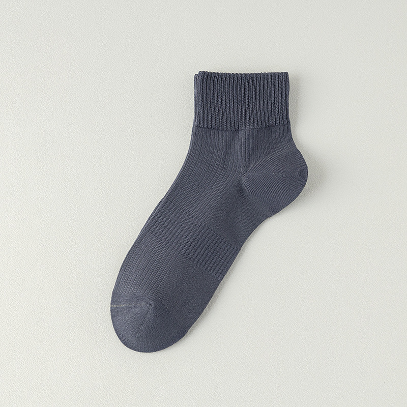 Calcetines de algodón de color sólido, calcetines de primavera y verano, paquete independiente de rayas, calcetines de hombre sin costuras.