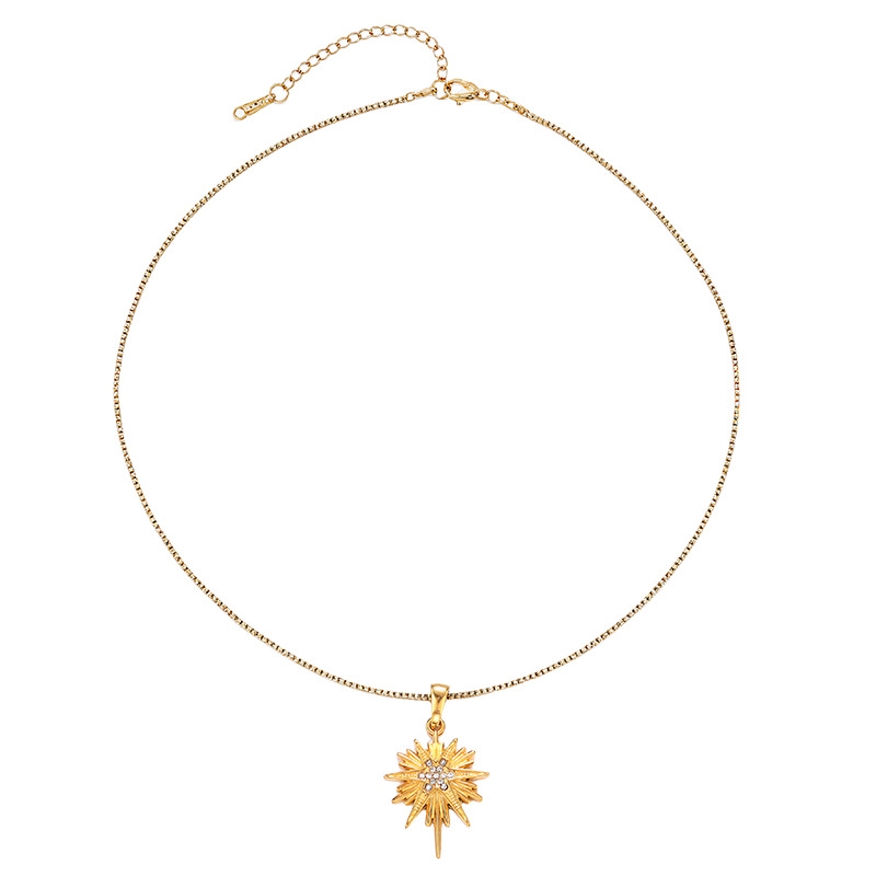 TENA estilo francés vintage estilo rayos de moda colgante collar de sol lujo ligero joyas de alta calidad al por mayor