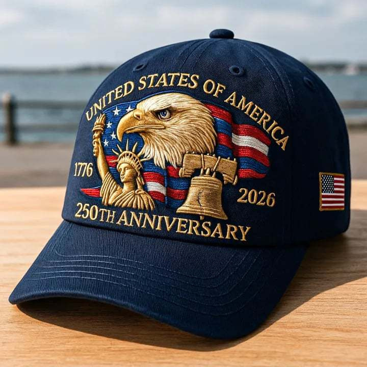2025 Cross-Border New Printed Baseball Cap with 3D Heat-Transfer Logo, United States 250Th Anniversary Commemorative Cap in Stock