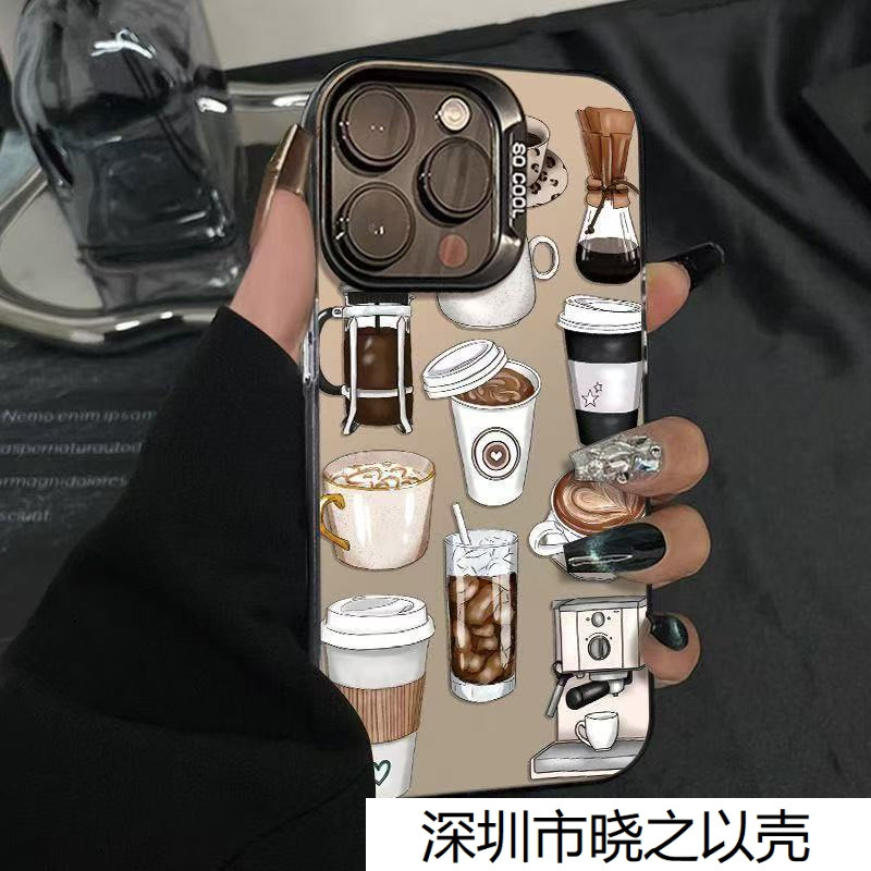Internet Celebrity New Splash Coffee Drink Suitable for Apple 16Promax Mobile Phone Case 15Pro Simple 14/13 New 16