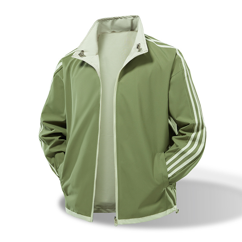 Transfronterizos tres barras de doble cara chaqueta de hombre primavera y otoño 2025 nueva chaqueta de pareja a rayas deportivas juveniles