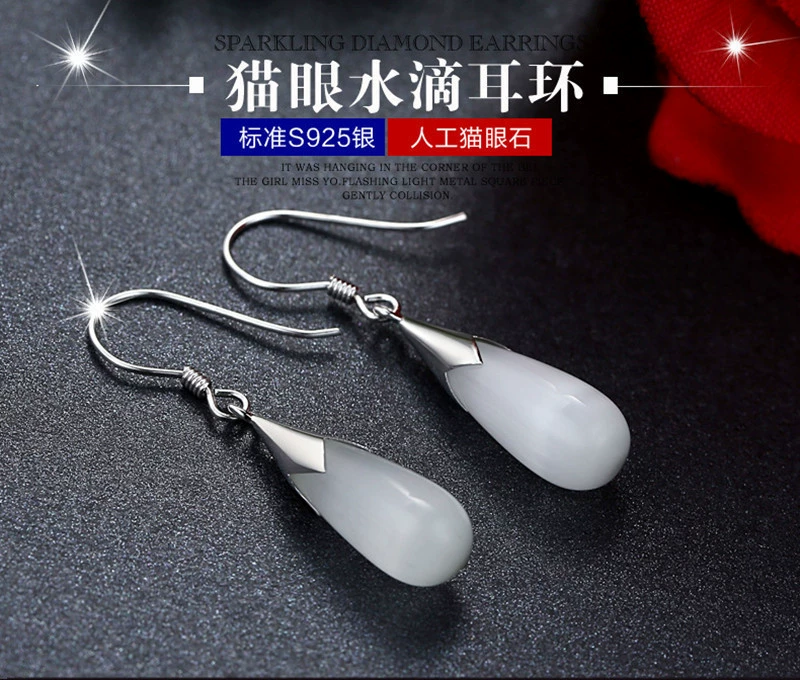 Модные серьги, серебряное украшение, (跨境贸易), кошачий глаз
