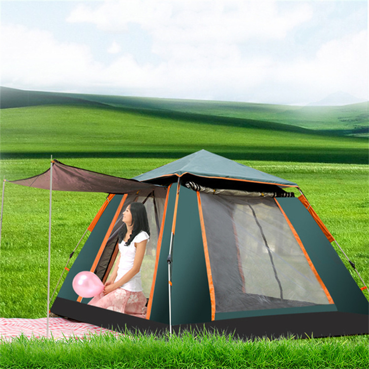 Outdoor full-automatic camping vinyl tent beach folding 4-person automatic tent rainproof tent