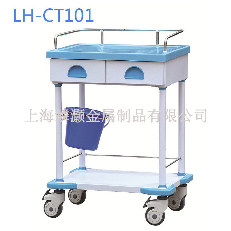 医用抢救车ABS双抽屉仪器车双层手术器械推车厂家直销质保一年