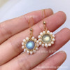 Organic earrings, 14 carat, moonstone