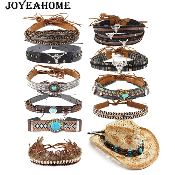 Handmade diy rope accessories woven hemp rope cow head decoration men's and women's retro ethnic style decorative hat accessories