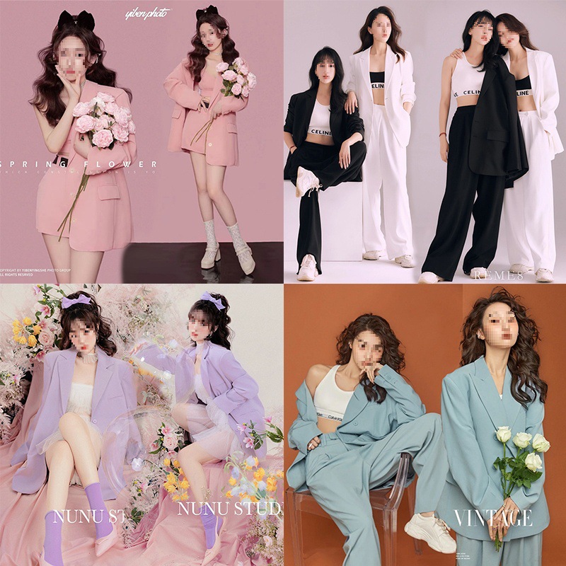 影楼新款个人形象照女士西服时尚杂志主题写真肖像艺术照摄影服装