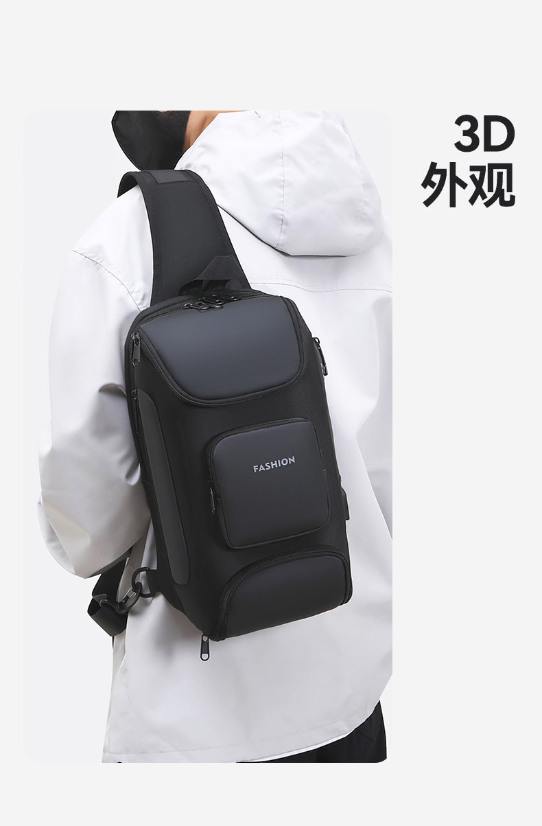 Men's chest bag, crossbody bag, men's fashionable and casual crossbody bag, crossbody backpack, single-shoulder bag, cross-border men's bag, chest bag, trendy Item Picture