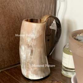 Moment Future韩系复古异性酒杯茶杯花瓶手工牛角陈列摆件装饰品