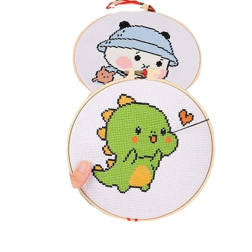 Children's Cross Stitch New Animal Cartoon Handmade Simple Thread Embroidery Small Wall Hanging Kit for Beginners and Newcomers
